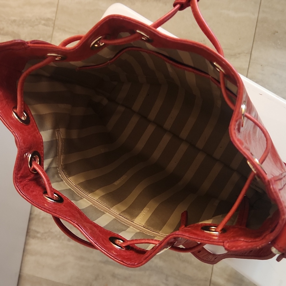 Brahmin Blair Eisenhower Shoulder Bag/Crossover Candy Apple Red Leather Holiday - Picture 14 of 17